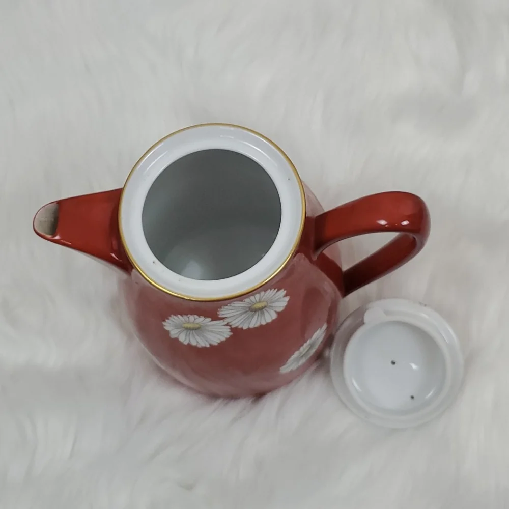 Rare Notitake Nippon Toki Kaisha Red Daisy Pottery Mid-Century Modern Vintage